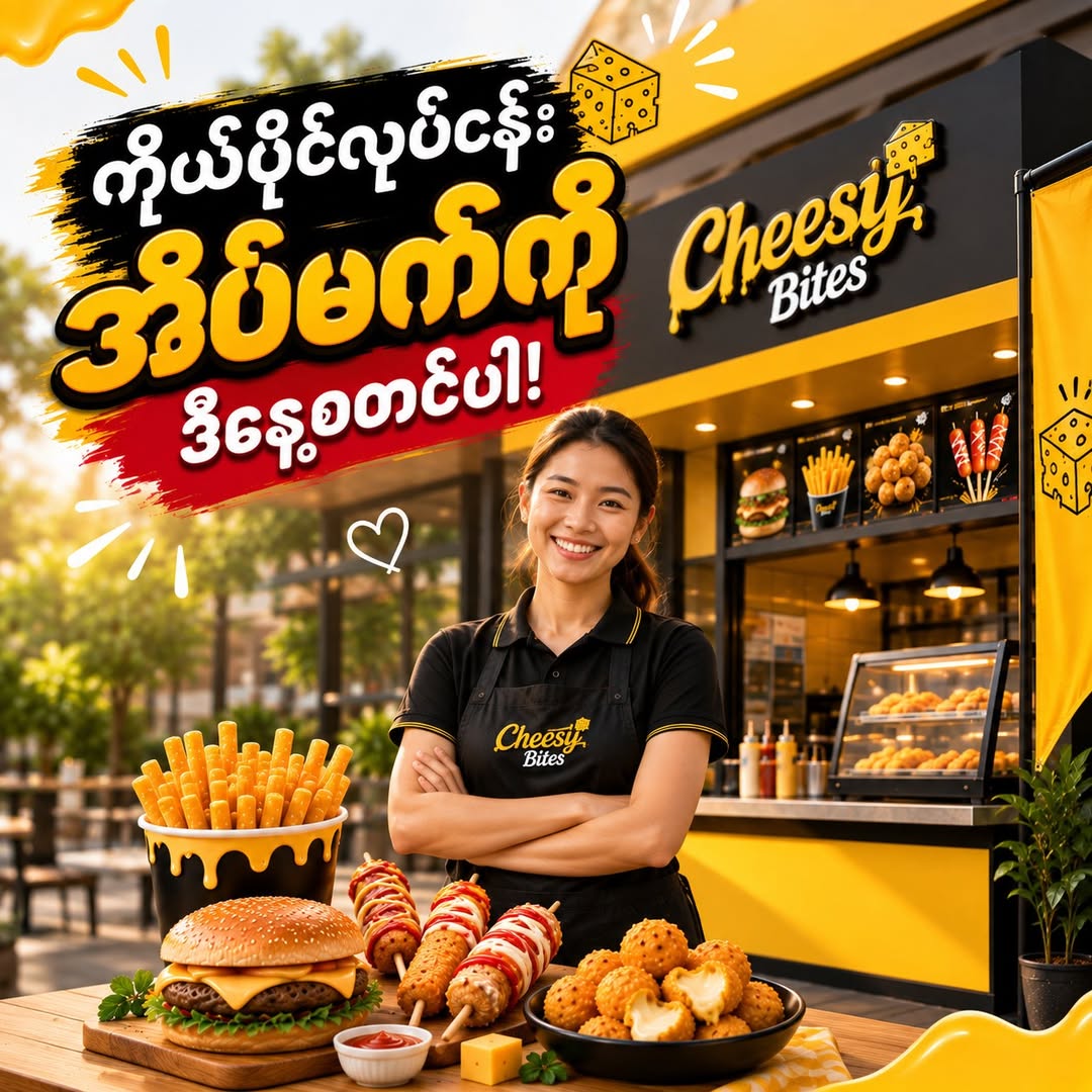 Cheesy Bites franchise owner in front of her shop